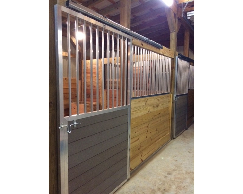 Custom sized sliding horse stall doors.