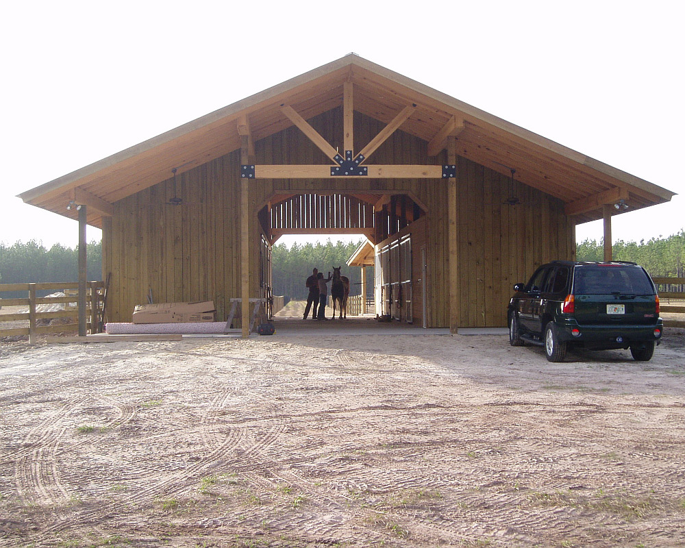 Horse stall barn exterior.