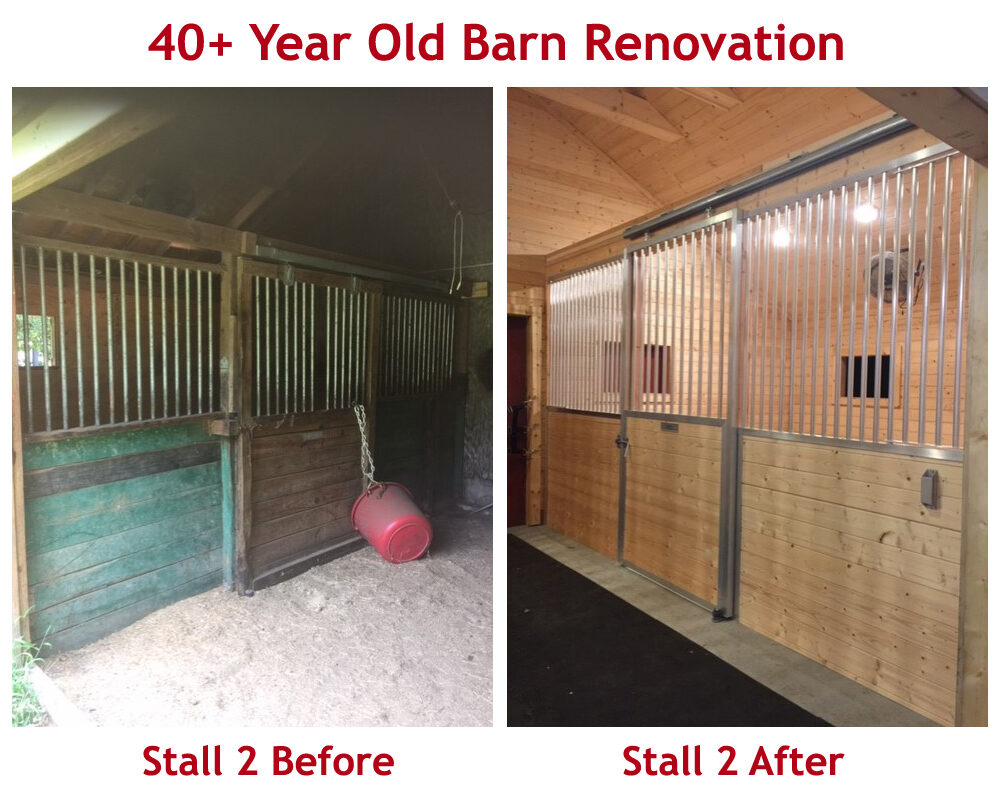 Horse Stall Front Before and After Renovation