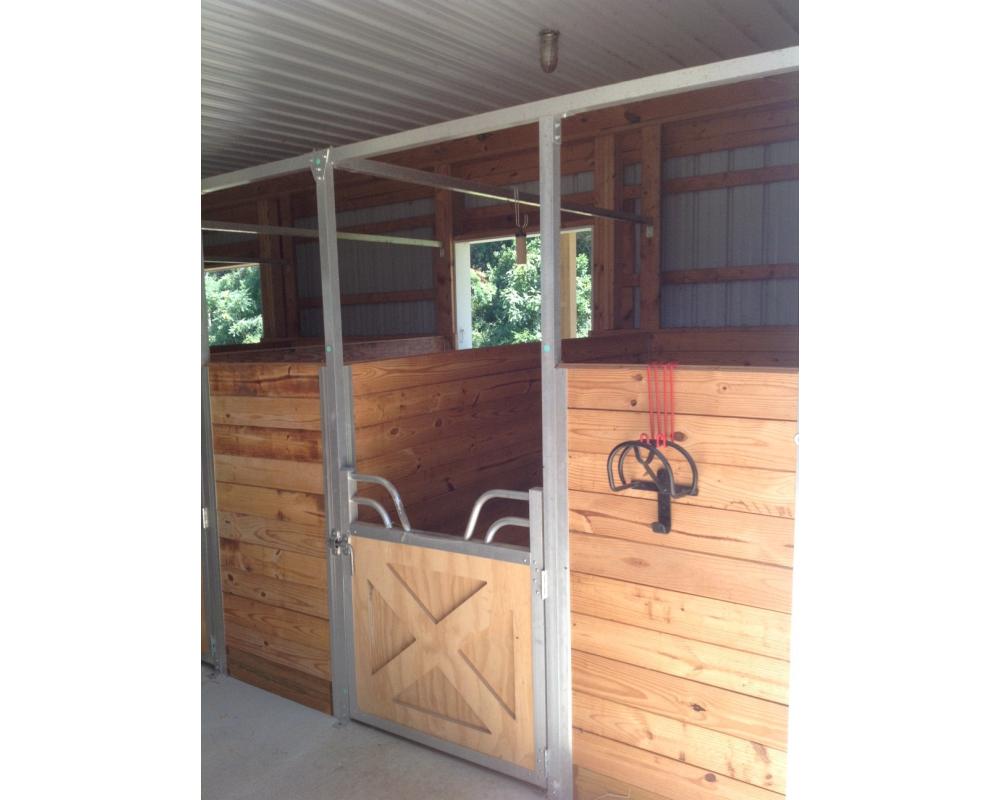 Sliding horse stall door for miniature horses.