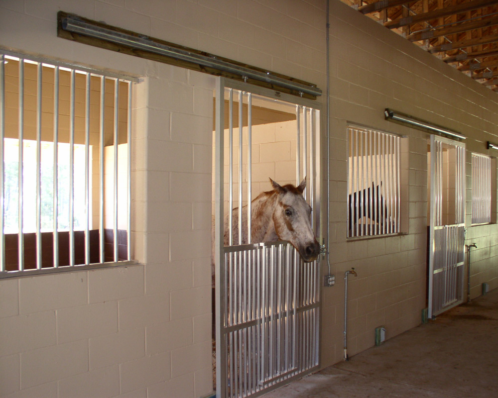 All aluminum sliding horse stall coolbreeze doors.