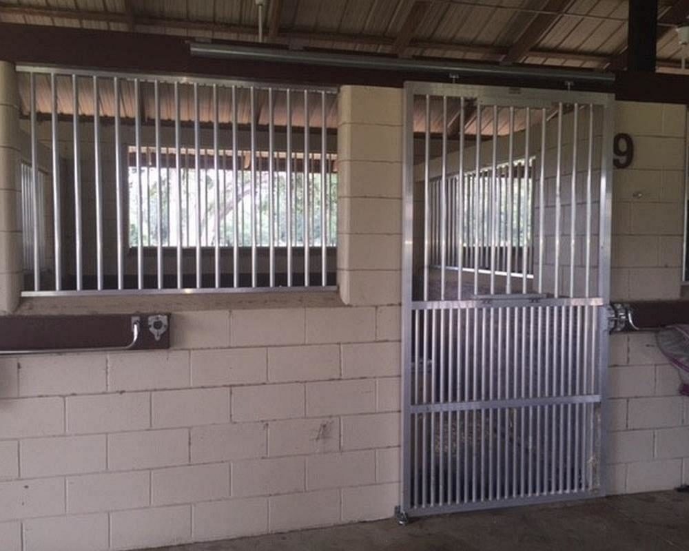 Aluminum horse stall front.