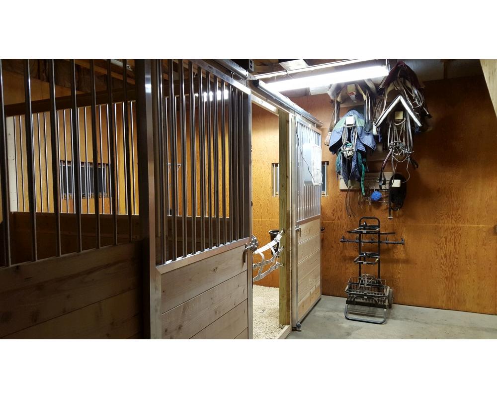 Sliding horse stall door.