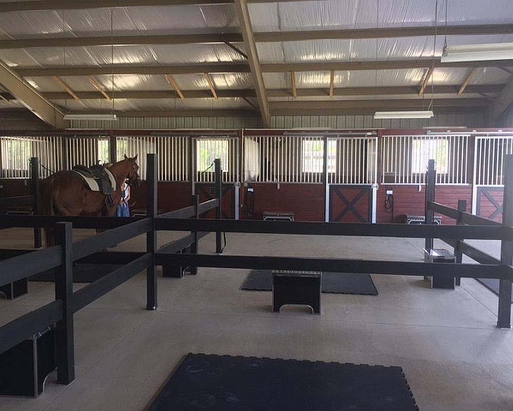 Interior view of stalls at Osceola County Therapeutic Equestrian Center.