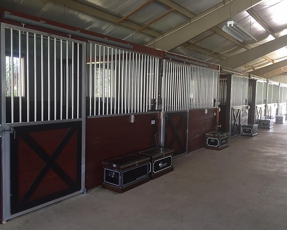 Horse stall fronts at Osceola County Therapeutic Equestrian Center.