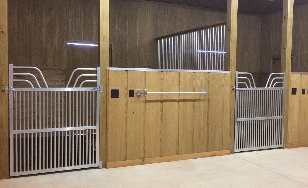 Horse stall gates in the Addison horse barn.