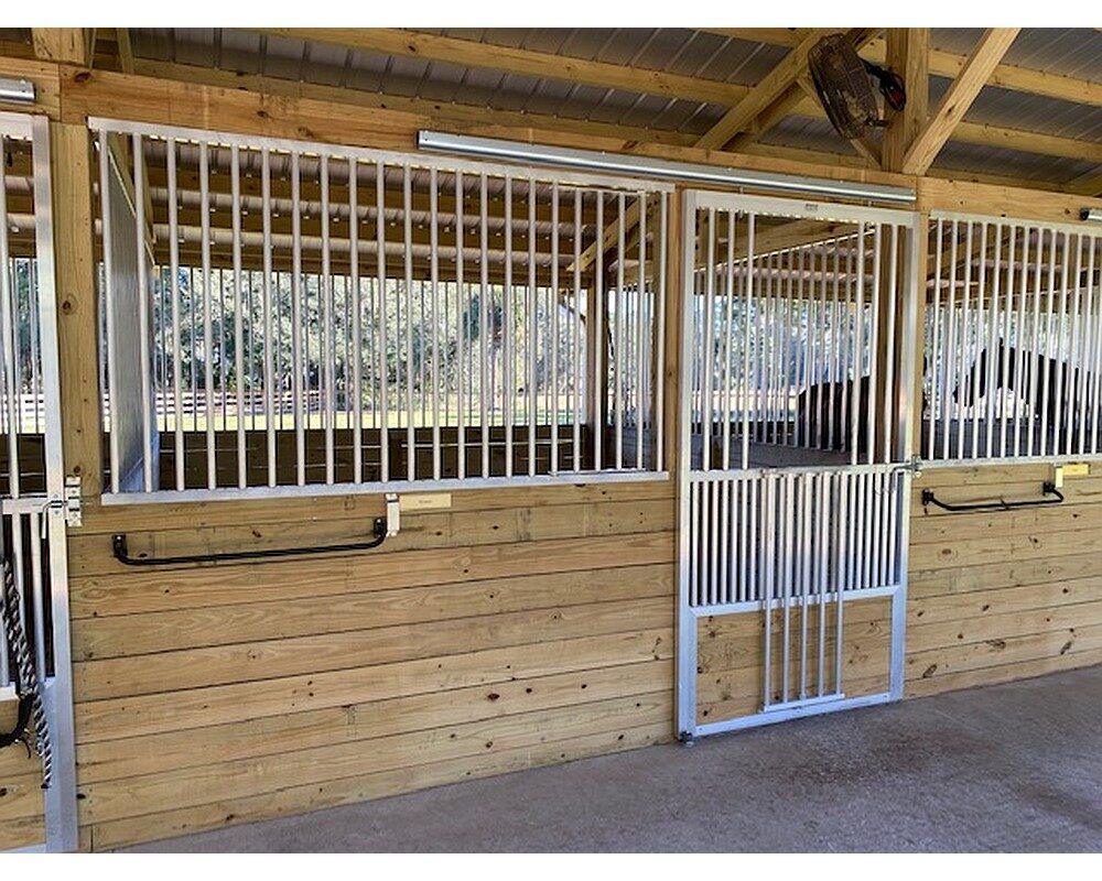 Stall front in Hunt Stables, featuring coolbreeze stall doors.